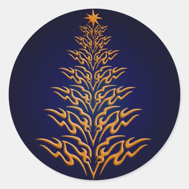 Blue Stylish Christmas Tree Stickers (Vorderseite)