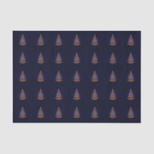 Blue Stylish Christmas Tree Tissue Paper Seidenpapier (Vorderseite)