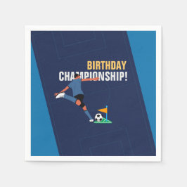 Blue Stylish Soccer Birthday Party Championship Serviette