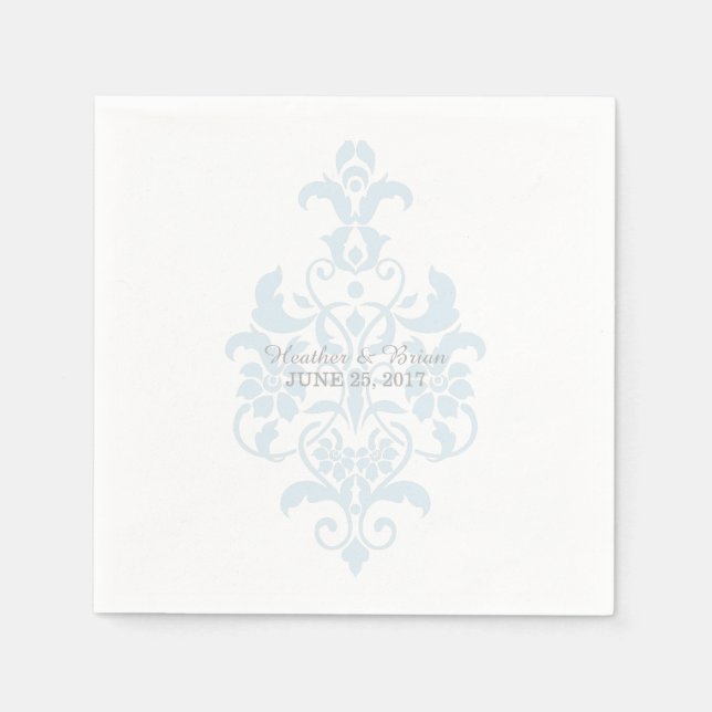 Blue Subask Damask Paper Napkins Serviette (Vorderseite)