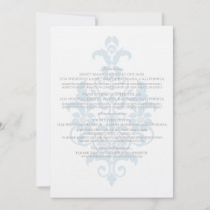 Blue Subtile Damask Information Card Einladung