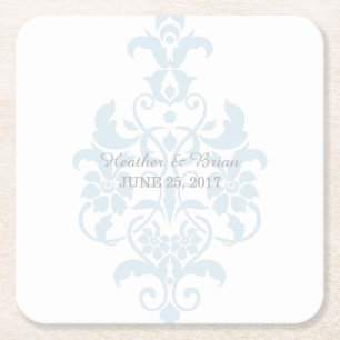 Blue Subtile Damask Paper Untersetzer