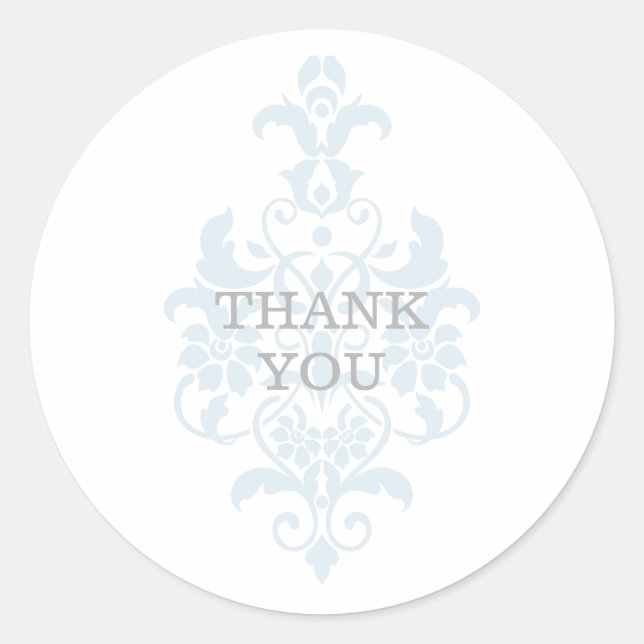 Blue Subtle Damask Danke Stickers (Vorderseite)