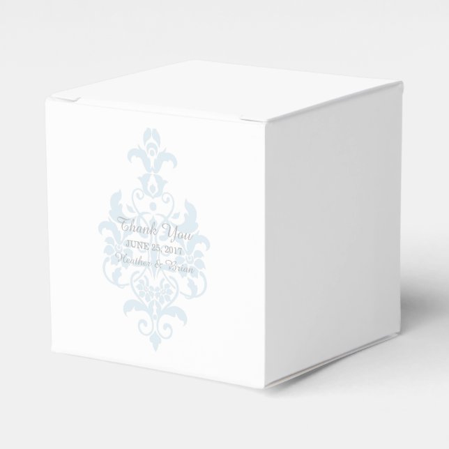 Blue Subtle Damask Fevor Boxes Geschenkschachtel (Vorderseite)