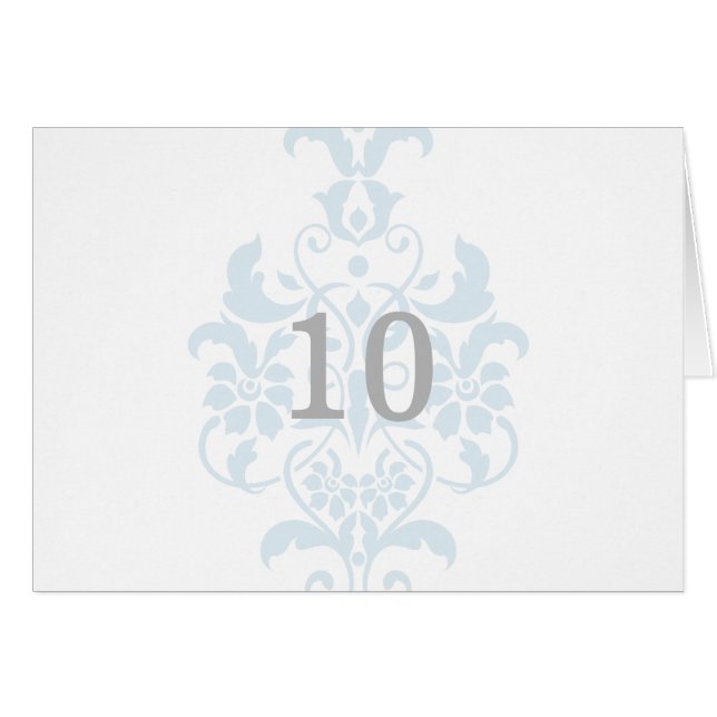 Blue Subtle Damask Tischnummer Card (Vorderseite (Horizontal))