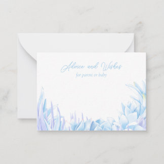 Blue Succulent Baby Shower Ratschläge Botanisch Mitteilungskarte