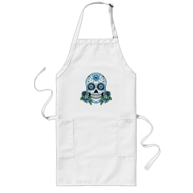 Blue Sugar Skull Lange Schürze (Vorne)