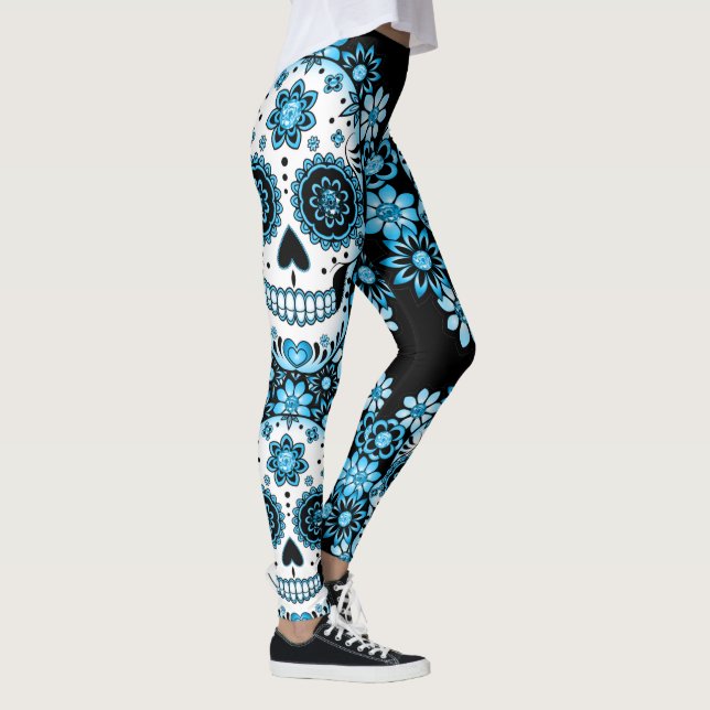 Blue Sugar Skull Leggings (Rechts)