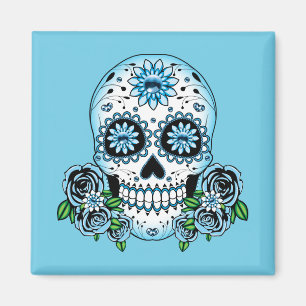 Blue Sugar Skull Magnet