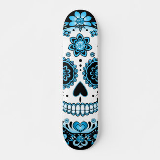 Blue Sugar Skull Skateboard