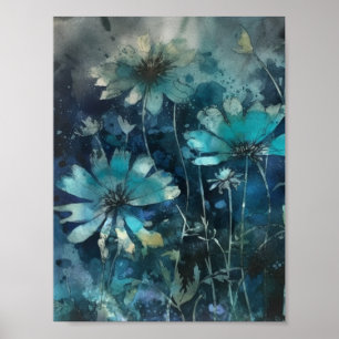 Blue Summer Blume Poster