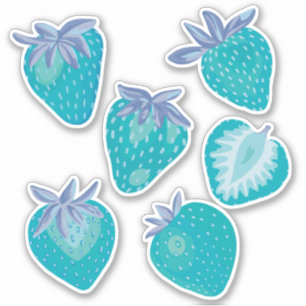 Blue Summer Strawberry Sticker