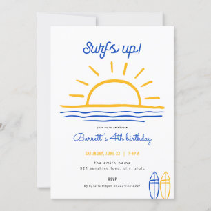 Blue Summer Surfs Up Party Geburtstagseinladung Einladung
