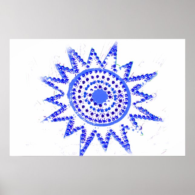 Blue Sun in Lights Grunge Cutout Poster (Vorne)