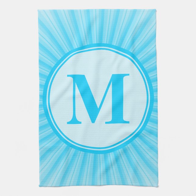 Blue Sun Monogram Personalisiert Handtuch (Vertikal)