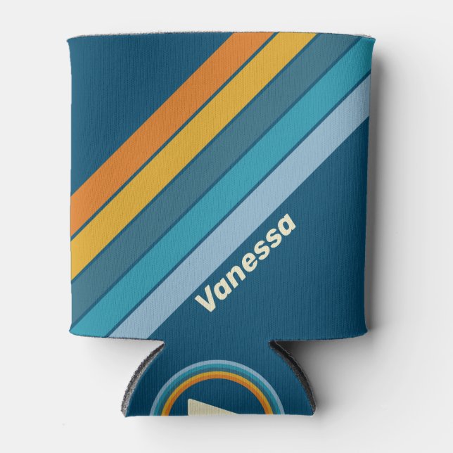 Blue Sun Stripes with Name Dosenkühler (Vorderseite)