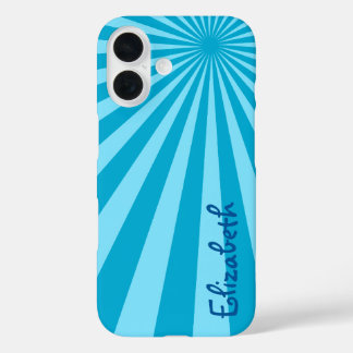 Blue Sunburst "Add Your Name" iPhone 16 Hülle