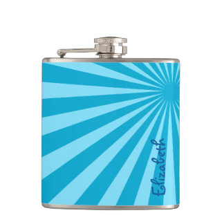 Blue Sunburst "Add Your Name" Flachmann