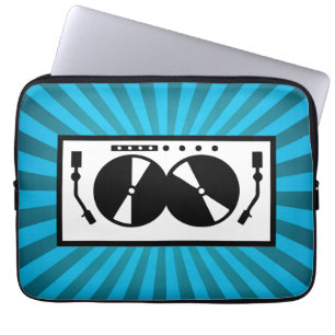 Blue Sunburst DJ Turntable Music Laptopschutzhülle