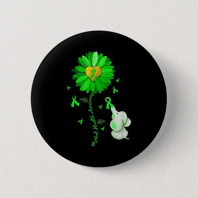 Blue Sunflower Elephant Outfit verbreitet psychisc Button (Vorderseite)