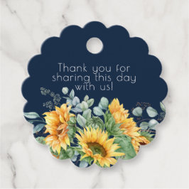 Blue Sunflower Greenery Danke Ihnen für Tags Geschenkanhänger