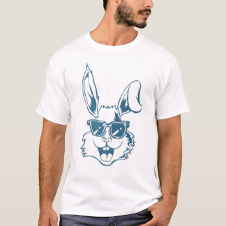 Blue Sunglass Bunny Line Art T-Shirt