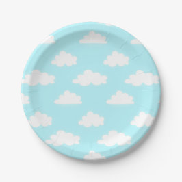 Blue Sunny Sky with Clouds Design Paper Plates Pappteller