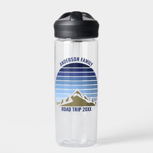 Blue Sunset Mountain Custom Family Wiedersehen Tri Trinkflasche (Vorderseite)