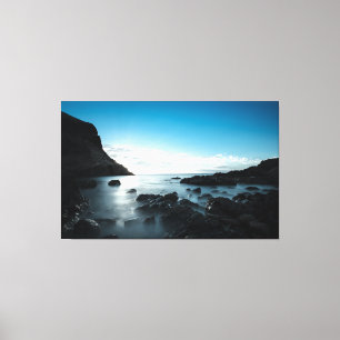 Blue Sunset Premium Wrapped Triptych Leinwand