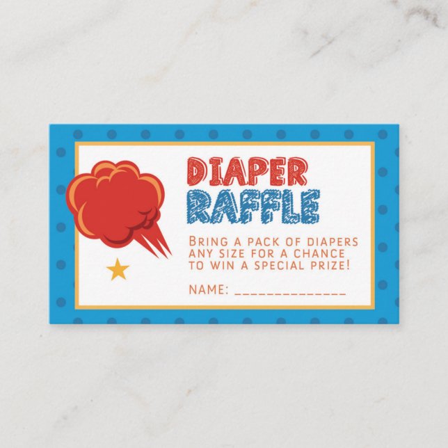 Blue Super Baby Diaper Raffle Ticket Begleitkarte (Vorderseite)