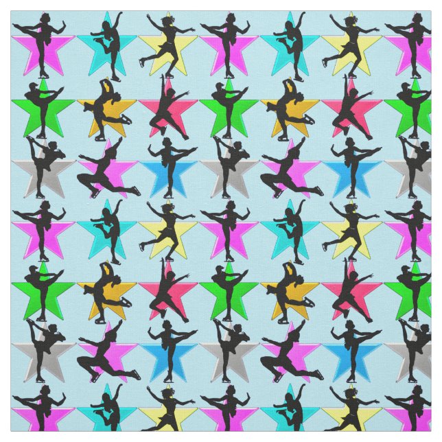 BLUE SUPER STAR FIGURE SKATEN FABRIC STOFF (Muster)