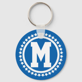 Blue Super Star Mit Monogramm Schlüsselanhänger