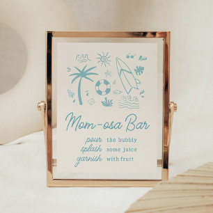 Blue Surf Baby on Board Baby Dusche Mama Osa Bar Poster