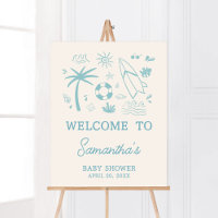 Blue Surf Baby on Board Baby Dusche Willkommen