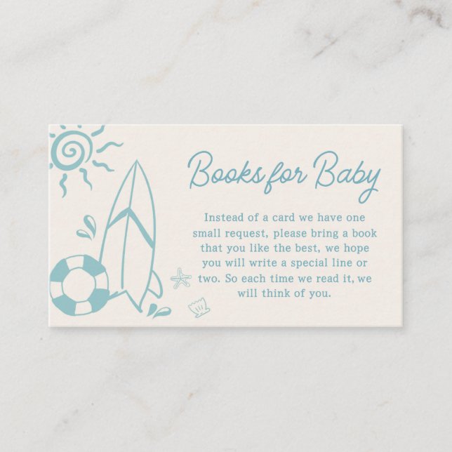 Blue Surf Baby on Board Baby Showbücher für Baby Begleitkarte (Vorderseite)