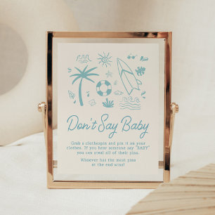 Blue Surf Baby on Board Baby Shower Say Baby nicht Poster