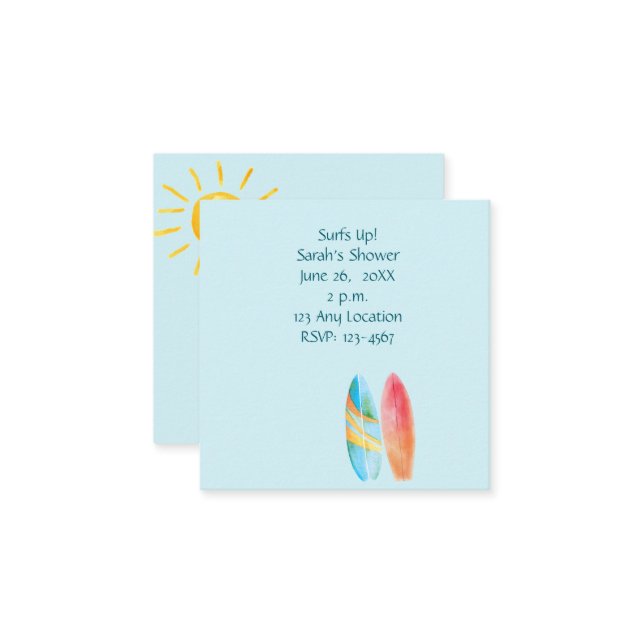 Blue Surf steht auf Begleitkarte (Vorderseite/Rückseite Beispiel)