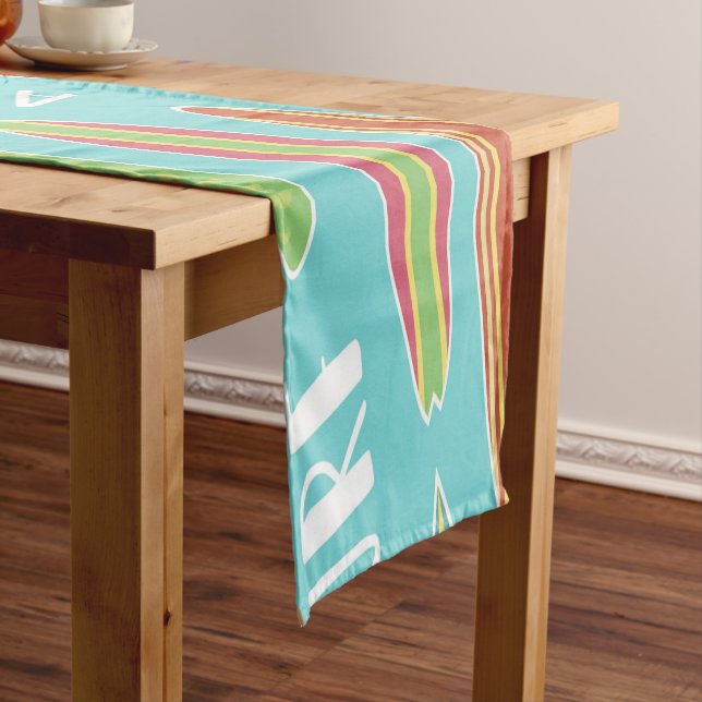 Blue Surfboard Table Runner Kurzer Tischläufer (Beispiel)