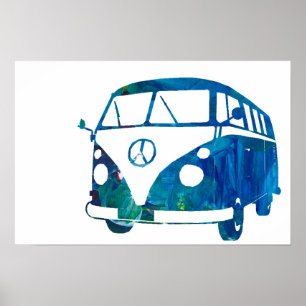 Blue Surfbus Poster