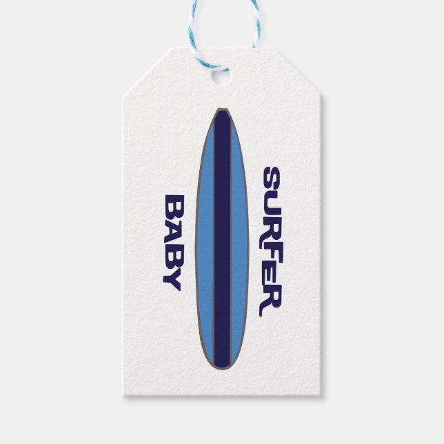 Blue Surfer Baby Geschenkanhänger (Vorderseite)
