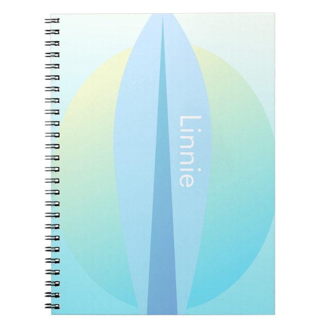 Blue Surfing Ombre Sun Name Notebook Notizblock (Vorderseite)