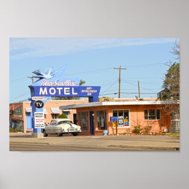 Blue Swallow Motel, Route 66, New Mexico Poster (Vorne)