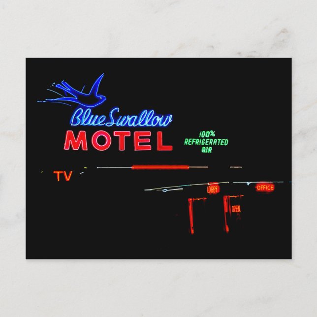Blue Swallow Motel Sign, Tucumcari, New Mexico Postkarte (Vorderseite)