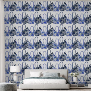 Blue Swans Watercolor Art Tapete