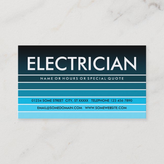Blue Swatch ELECTRICIAN Visitenkarte (Vorderseite)
