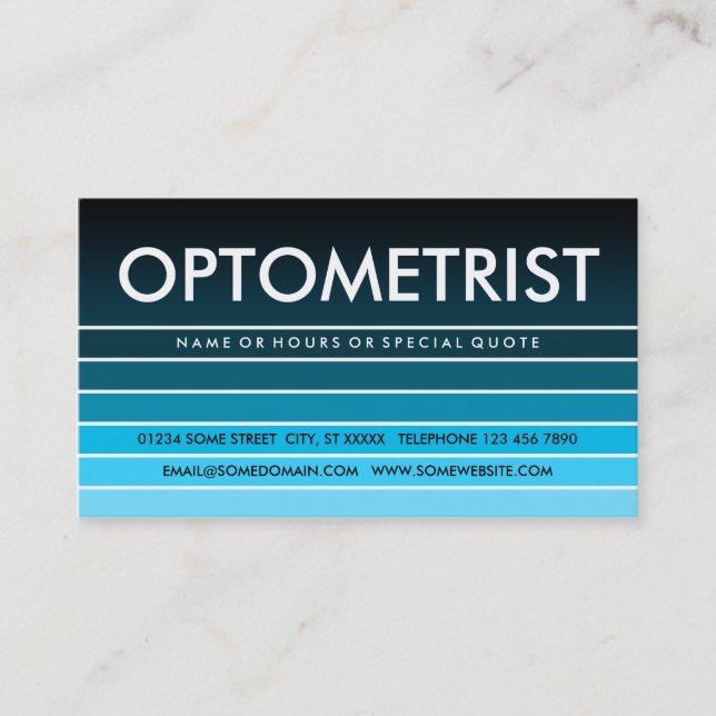 Blue Swatch OPTOMETRIST Visitenkarte (Vorderseite)