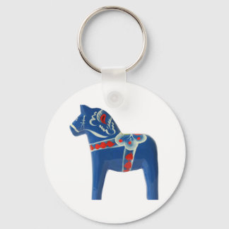 Blue Swedish Dala Horse Schlüsselanhänger