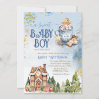 Blue Sweet Baby Boy Gingerbrot House Baby Shower