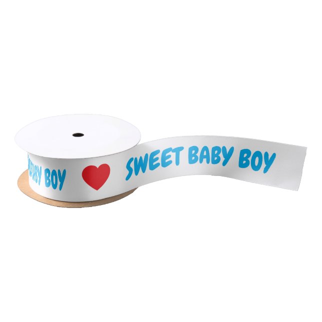 Blue Sweet Baby Boy Red Heart Satinband (Spule)
