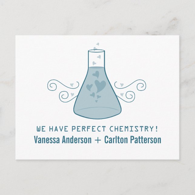 Blue Sweet Chemie Save the Date Postcard Ankündigungspostkarte (Vorderseite)